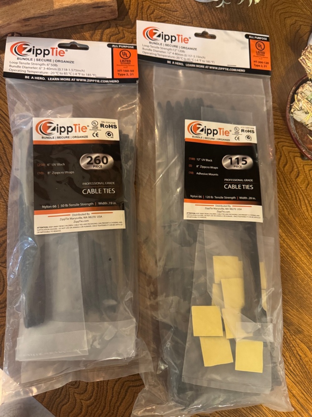 🆕 ZippTie Black Cable Ties - 2 Pack of Mixed Sizes black all purpose